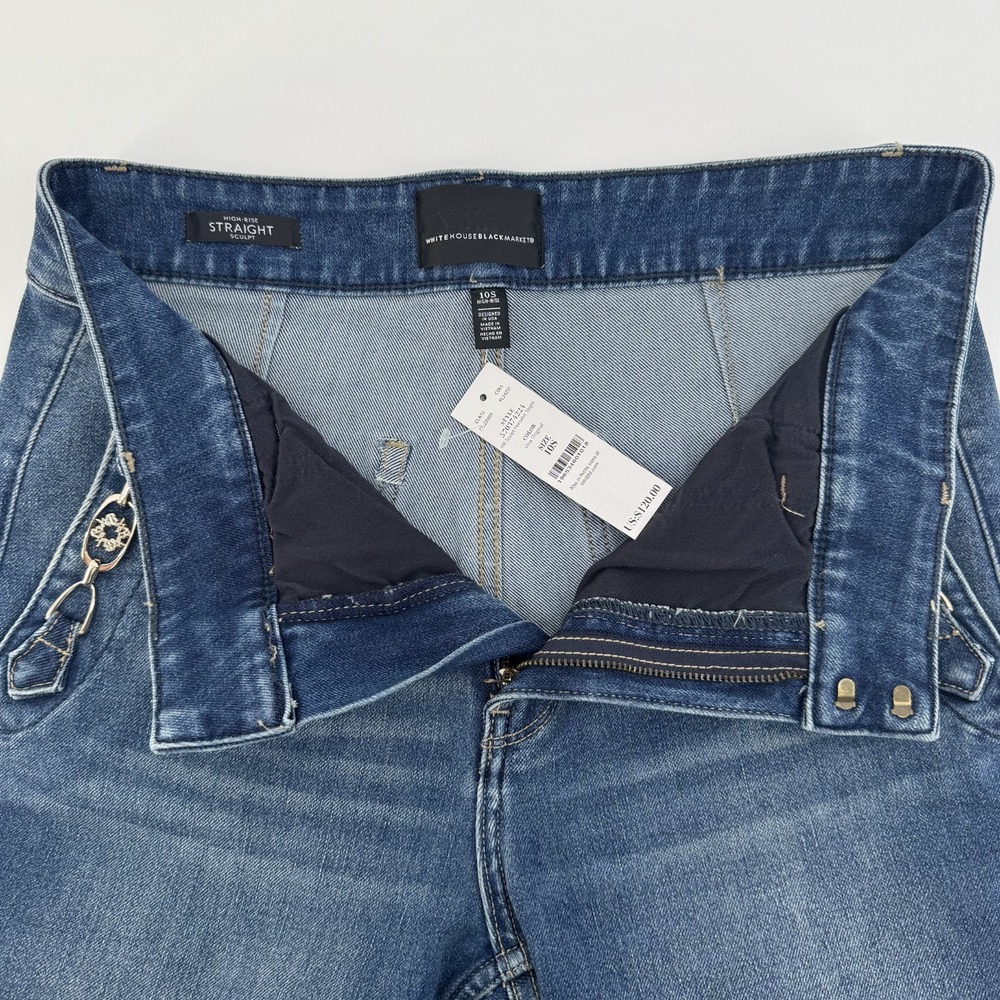 White House Black Market WHBM High Rise Sculpt Horsebit Straight Jeans 10S - Picture 4 of 8